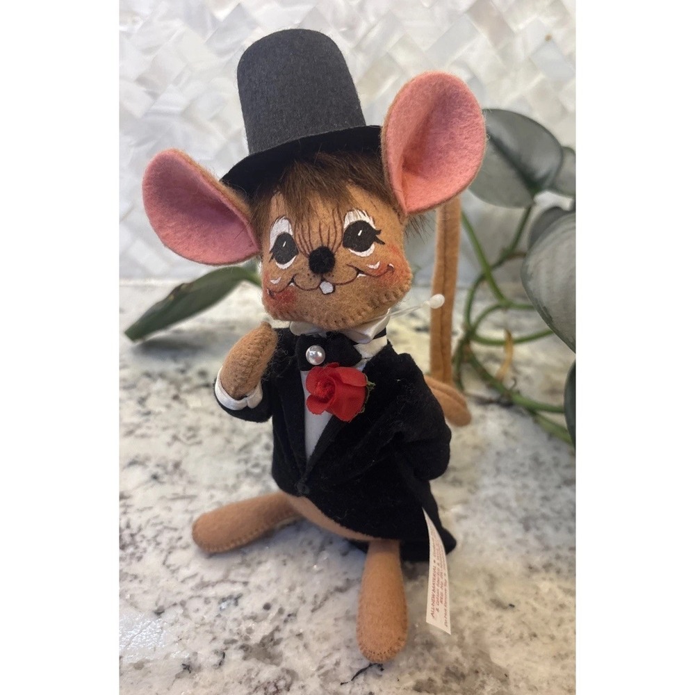 Annalee Doll 7" Groom Mouse 2003 Wedding Top Hat Tux Vintage Groom Figure Macy's